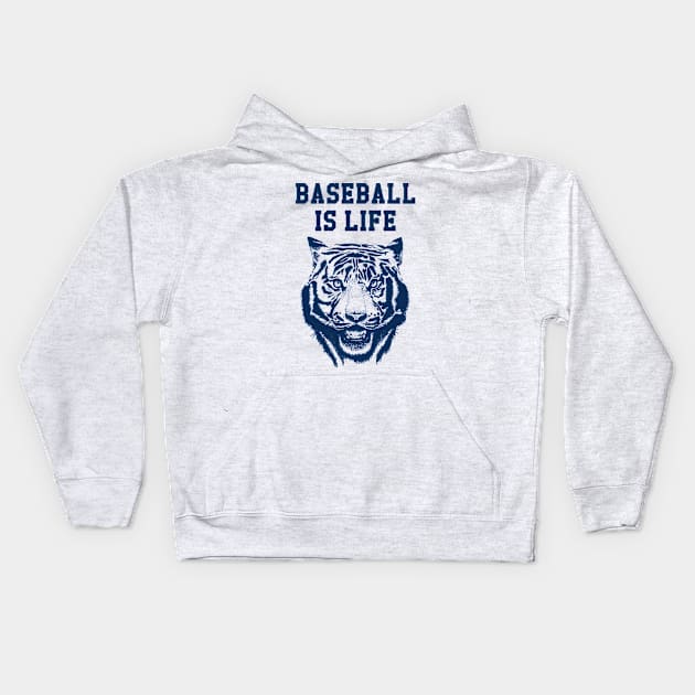 Baseball is Life Blue Kids Hoodie by bens black line art